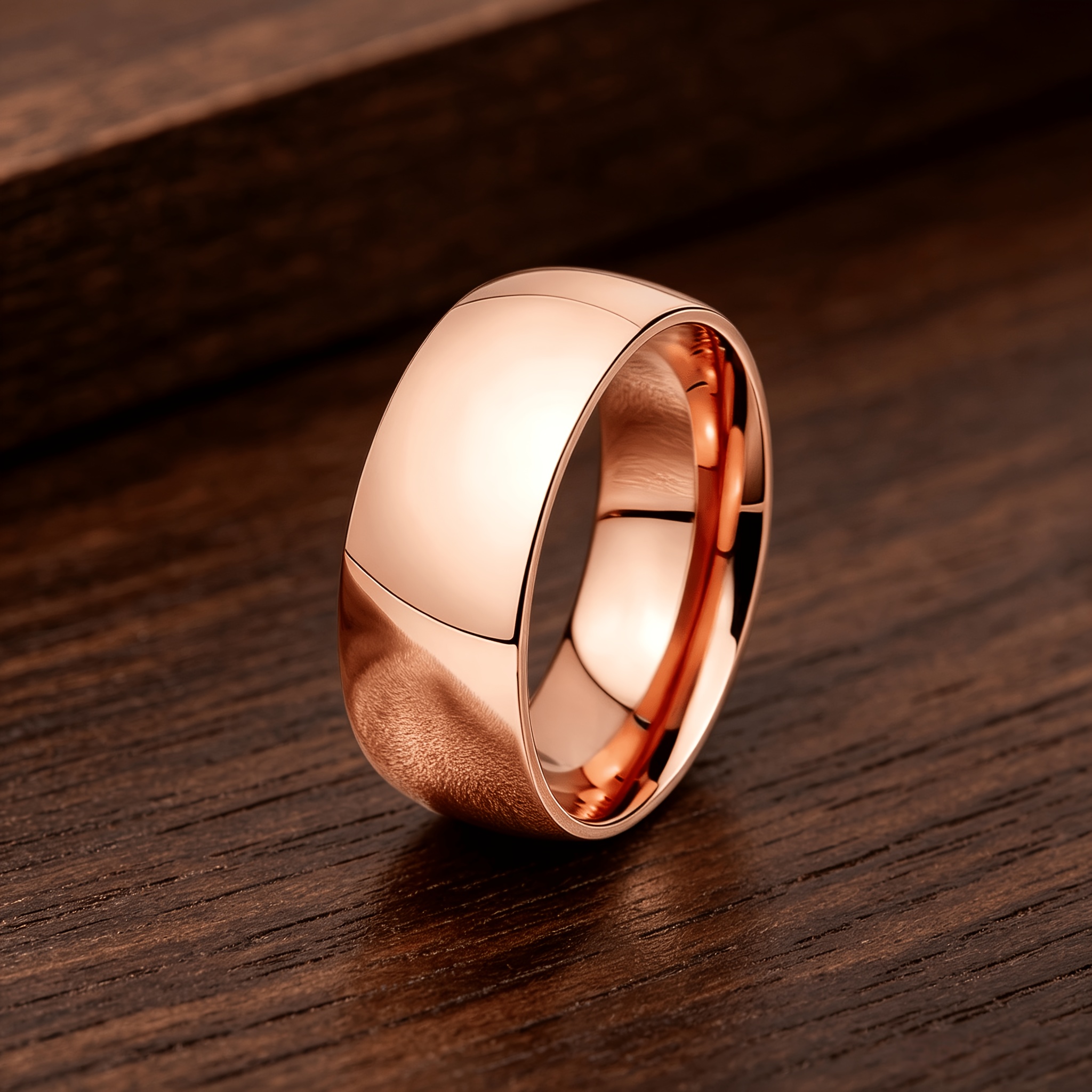 Minimalist Rose Golden Stainless Steel Ring, Elegant Gift